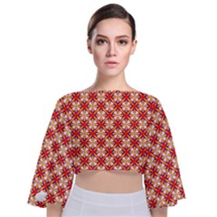 Hexagon Polygon Colorful Prismatic Tie Back Butterfly Sleeve Chiffon Top by HermanTelo