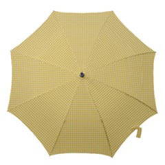 Gingham Plaid Fabric Pattern Yellow Hook Handle Umbrellas (small) by HermanTelo