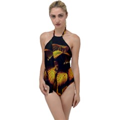 Nature Yellow Plant Leaves Go With The Flow One Piece Swimsuit by Pakrebo