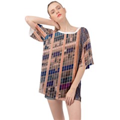 Low Angle Photography Of Beige And Blue Building Oversized Chiffon Top by Pakrebo