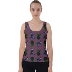 Gothic Girl Rose Mauve Pattern Velvet Tank Top by snowwhitegirl