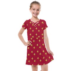 Peeled Banana On Red Kids  Cross Web Dress by snowwhitegirl