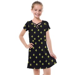 Peeled Banana On Black Kids  Cross Web Dress by snowwhitegirl