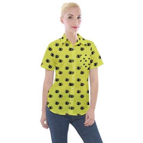 Yellow Eyes Women s Short Sleeve Pocket Shirt by snowwhitegirl