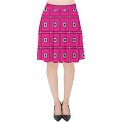 Pink Pattern Squares Velvet High Waist Skirt by HermanTelo