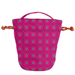 Pink Pattern Squares Drawstring Bucket Bag by HermanTelo