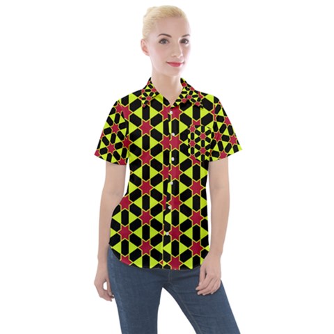 Pattern Texture Backgrounds Women s Short Sleeve Pocket Shirt by HermanTelo
