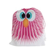 Bird Fluffy Animal Cute Feather Pink Drawstring Pouch (xl) by Sudhe