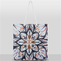 White Black And Orange Illustration Full Print Rope Handle Tote (large) by Wegoenart