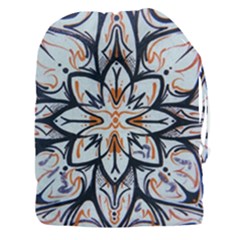White Black And Orange Illustration Drawstring Pouch (xxxl) by Wegoenart