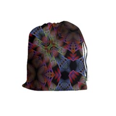 Abstract Animated Ornament Background Fractal Art Drawstring Pouch (large) by Wegoenart