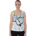 White And Multicolored Illustration Velvet Tank Top View1