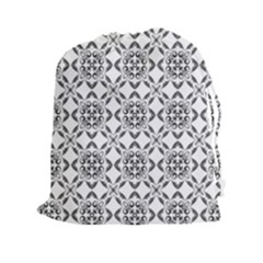 Black And White Patterned Backgroun Drawstring Pouch (xxl) by designsbyamerianna