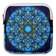 Mandala Blue Abstract Circle Mini Square Pouch by Simbadda
