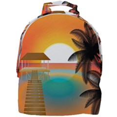 Sunset Beach Beach Palm Ocean Mini Full Print Backpack by Simbadda