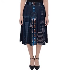 Lighted Tower Beside Building Classic Midi Skirt by Simbadda