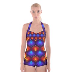 Background Colorful Abstract Boyleg Halter Swimsuit  by Simbadda