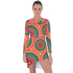 Background Texture Mosaic Asymmetric Cut-out Shift Dress by Simbadda