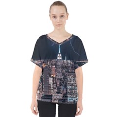Architecture Buildings City V-neck Dolman Drape Top by Simbadda
