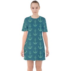 Mermaid Anchors Sixties Short Sleeve Mini Dress by VeataAtticus