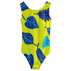Leaves Pattern Picture Detail Kids  Cut-out Back One Piece Swimsuit by Simbadda
