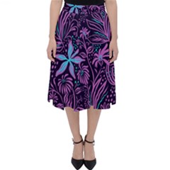 Stamping Pattern Leaves Drawing Classic Midi Skirt by Simbadda