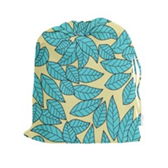 Leaves Dried Leaves Stamping Blue Yellow Drawstring Pouch (xxl) by Simbadda