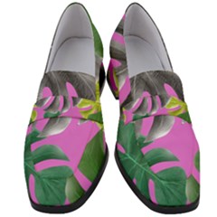 Tropical Greens Leaves Design Women s Chunky Heel Loafers by Simbadda