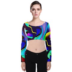 Curvy Collage Velvet Long Sleeve Crop Top by bloomingvinedesign