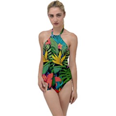 Tropical Leaves                 Go With The Flow One Piece Swimsuit by LalyLauraFLM