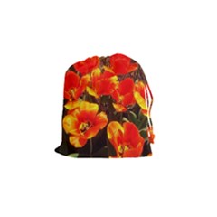 Orange Tulips At The Commons Drawstring Pouch (small) by Riverwoman