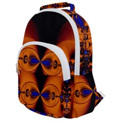 Abstract Artwork Fractal Background Black Orange Rounded Multi Pocket Backpack by Sudhe