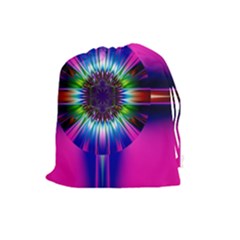 Abstract Art Fractal Creative Pink Drawstring Pouch (large) by Sudhe