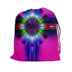 Abstract Art Fractal Creative Pink Drawstring Pouch (xxl) by Sudhe