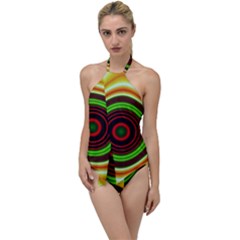 Digital Art Background Yellow Red Go With The Flow One Piece Swimsuit by Sudhe