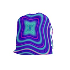 Abstract Artwork Fractal Background Blue Drawstring Pouch (large) by Sudhe