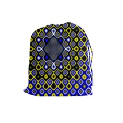 Digital Art Background Yellow Blue Drawstring Pouch (large) by Sudhe