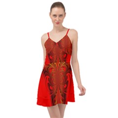 Digital Arts Fractals Futuristic Red Yellow Black Summer Time Chiffon Dress by Pakrebo