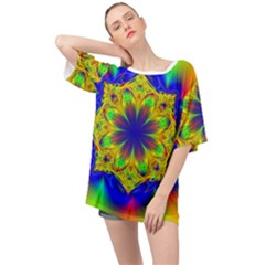 Digital Art Fractal Artwork Flower Oversized Chiffon Top by Pakrebo