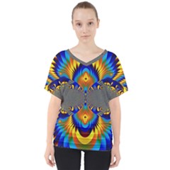 Abstract Art Artwork Digital Art V-neck Dolman Drape Top by Pakrebo