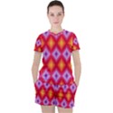 Texture Surface Orange Pink Women s Tee and Shorts Set View1
