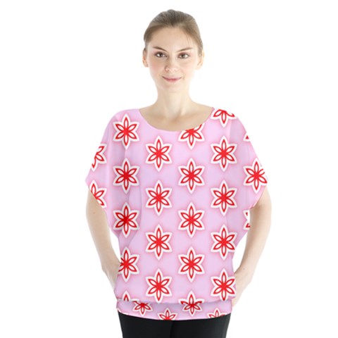 Texture Star Backgrounds Pink Batwing Chiffon Blouse by HermanTelo