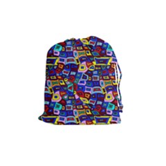 Wavy Squares Pattern Drawstring Pouch (medium) by bloomingvinedesign