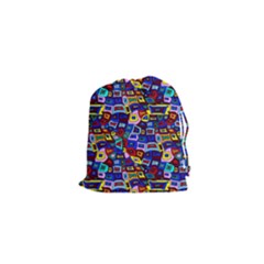 Wavy Squares Pattern Drawstring Pouch (xs) by bloomingvinedesign
