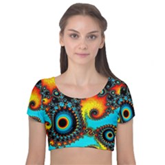 Artwork Fractal Digital Art Velvet Short Sleeve Crop Top  by Pakrebo