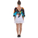 Artwork Fractal Digital Art Tie Back Butterfly Sleeve Chiffon Top View2