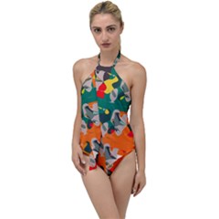 Retro Colors Texture                    Go With The Flow One Piece Swimsuit by LalyLauraFLM