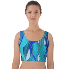 Wavy Blue Velvet Crop Top by bloomingvinedesign