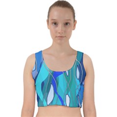 Wavy Blue Velvet Racer Back Crop Top by bloomingvinedesign