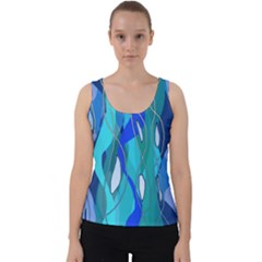 Wavy Blue Velvet Tank Top by bloomingvinedesign